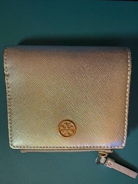 Tory Burch Iridescent Gold Compact Wallet-EUC